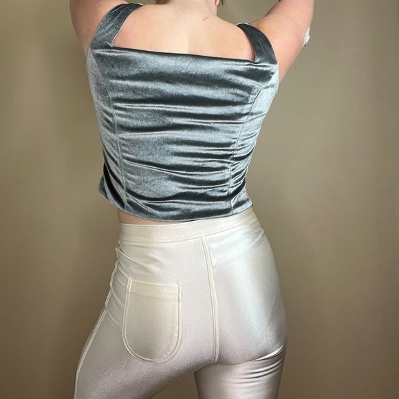 Velvet Sage Green Bustier Bodice Style Top Size Medium - Picture 8 of 11